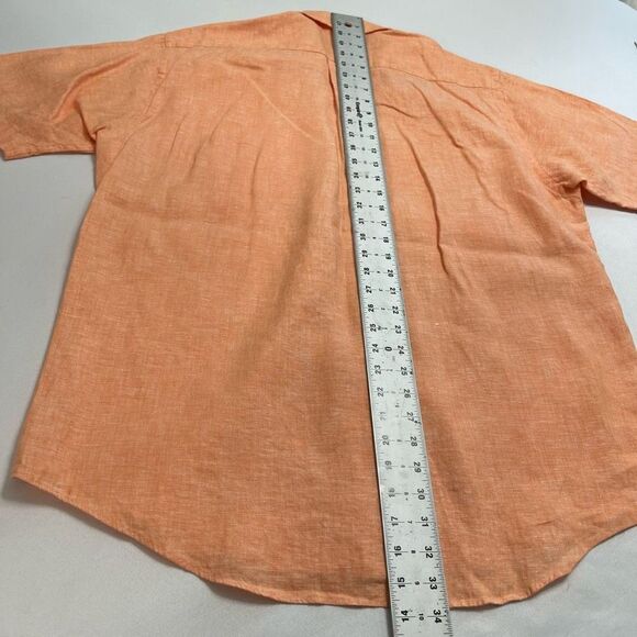 Brooks Brothers Orange Irish Linen Short Sleeve Button Up Shirt Size Large - Picture 7 of 8